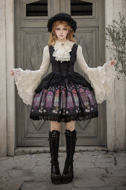 【9月28日予約締切】Gothic Lolita Stained Glass Lace Ruffle Corset JSK Dress