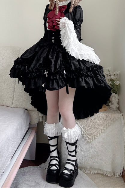 【12月6日予約締切】クロスノクターンゴシックダーク・ストライプレイヤードトップ＋クロスローズ・ストライププルアップスカート