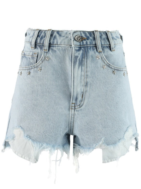 Star studs damage shorts