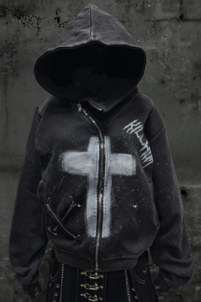 クロスウォッシュドフードジャケット