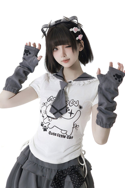 セーラーカラートップス＋バルーンスカート