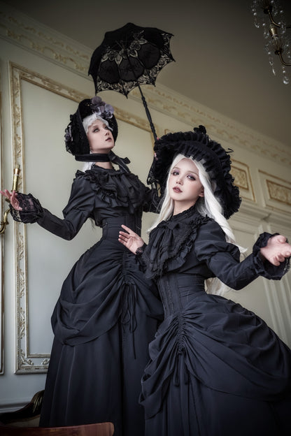 【1月3日予約締切】Return of the Witchesダークゴシックローズラッフルトップス＋プルアップコルセットスカート