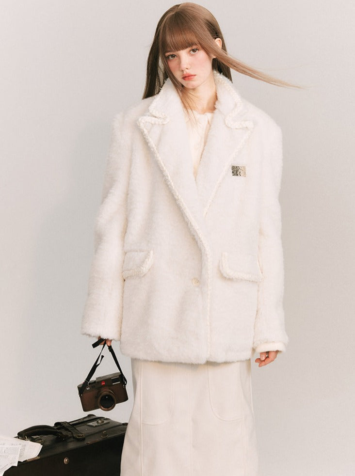 Snow Macaron Wool Fur Jacket