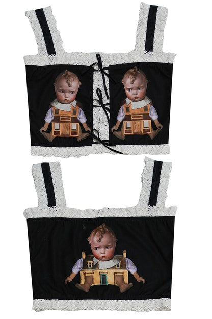 Puppen-Print-Spitzenband-Weste