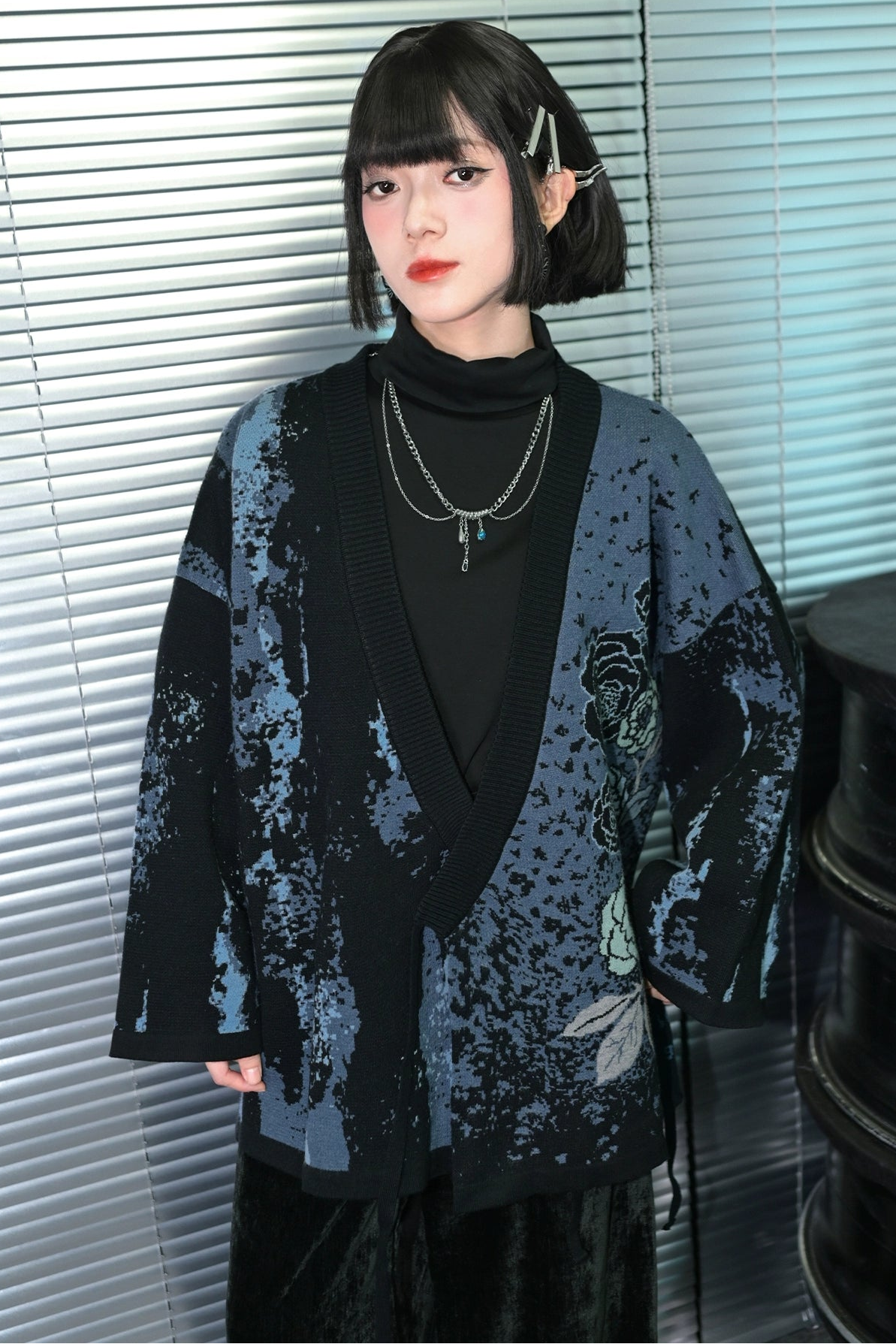 Dark Asymmetrical Design Cardigan