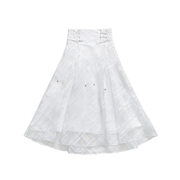 【予約商品】ホワイトクリアエレガントトップス+ロングスカート+リボン