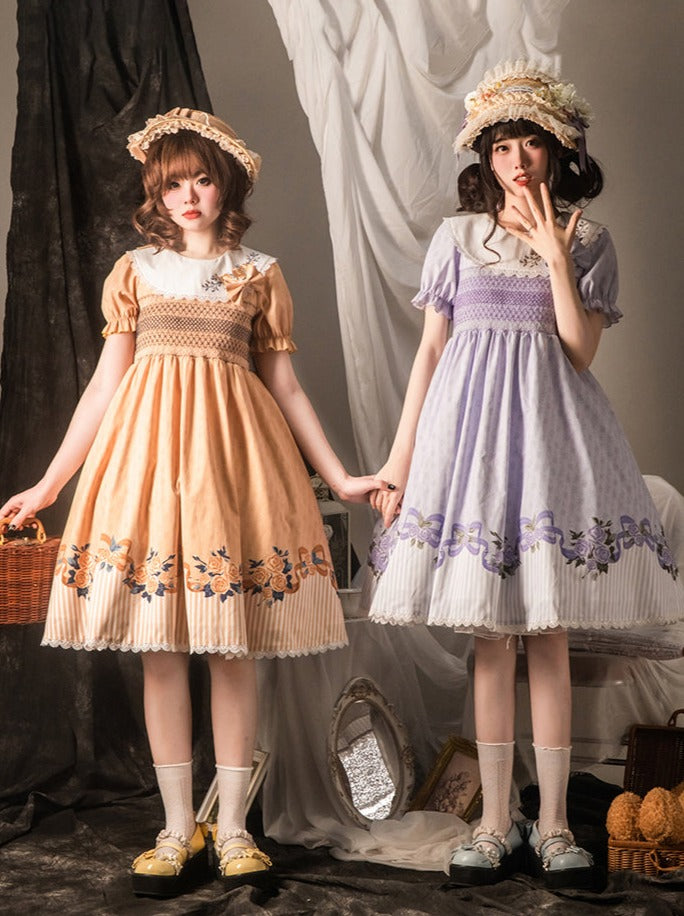 Elegant Retro Girl Flower Lolita Dress