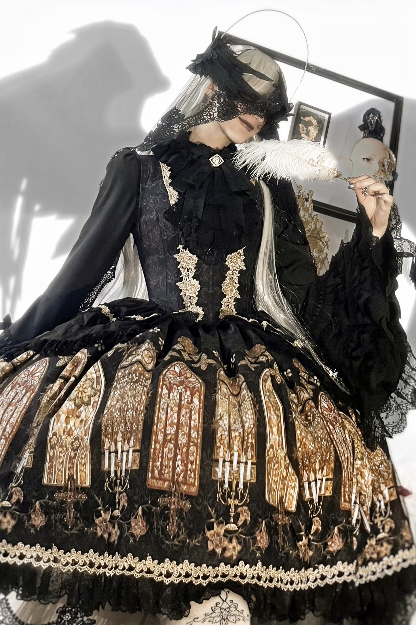【9月28日予約締切】Gothic Lolita Stained Glass Lace Ruffle Corset JSK Dress