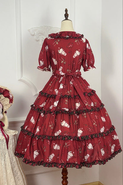 [Pre-order Deadline: January 31] Forest Berry Rabbit Series Daily Puff Sleeve Dress