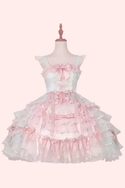 [Reservation deadline on October 18] Rose Garden Floral Pearl Ribbon Tulle Dress