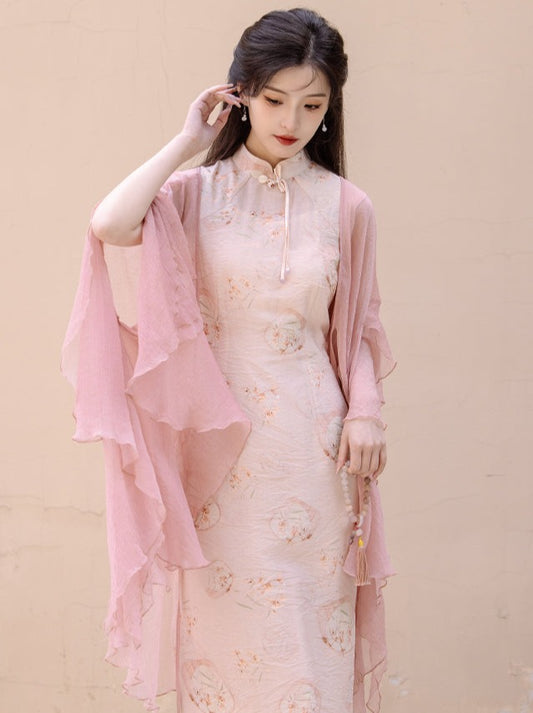 Sichuan Dai time: morning mist and flowers, petal sleeves, national style long cardigan, elegant fairy sunscreen shirt