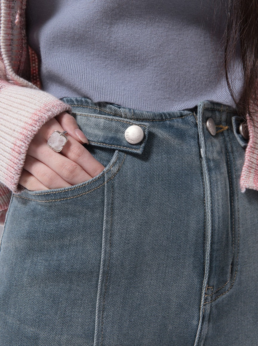 Baby Blue Stretch Skinny Denim Flared Pants