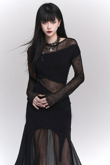 Sheer mode top + sheer long skirt