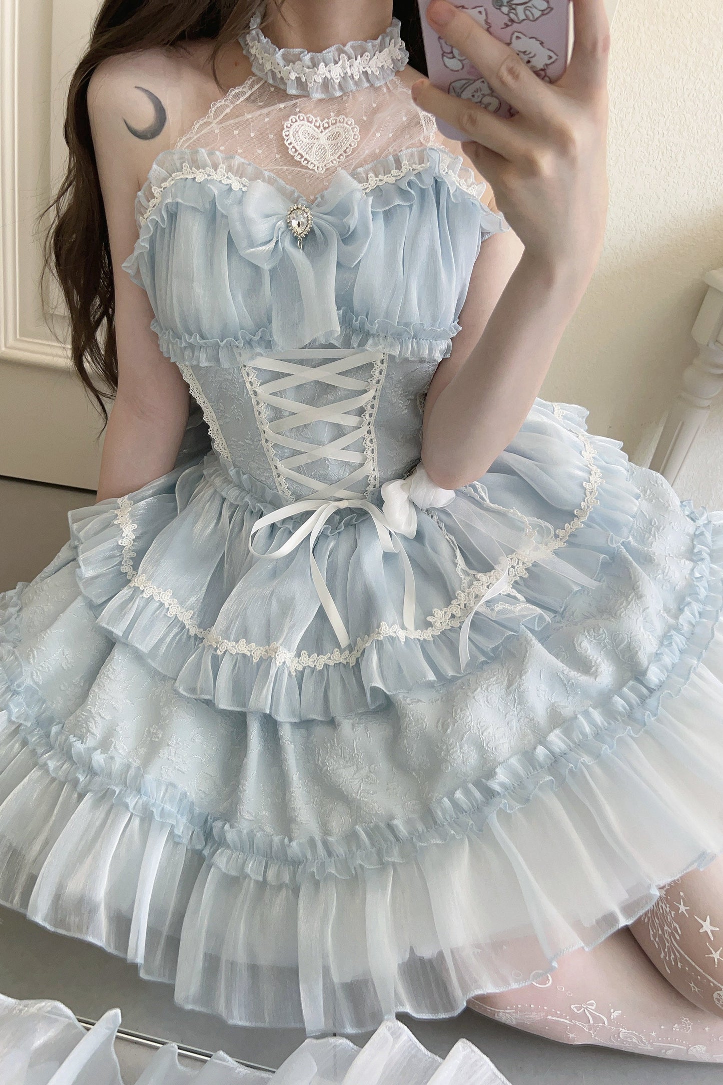 ホルターネックノースリーブシュガーロリータドレス