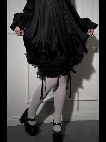 Valerie Dark Gothic Black Velvet Ribbon Dress Setup