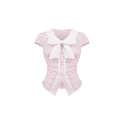 Milchrosa Oberteil + Ballon-Kurzhose
