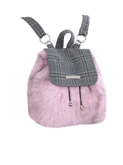 Check Pink Fur Backpack