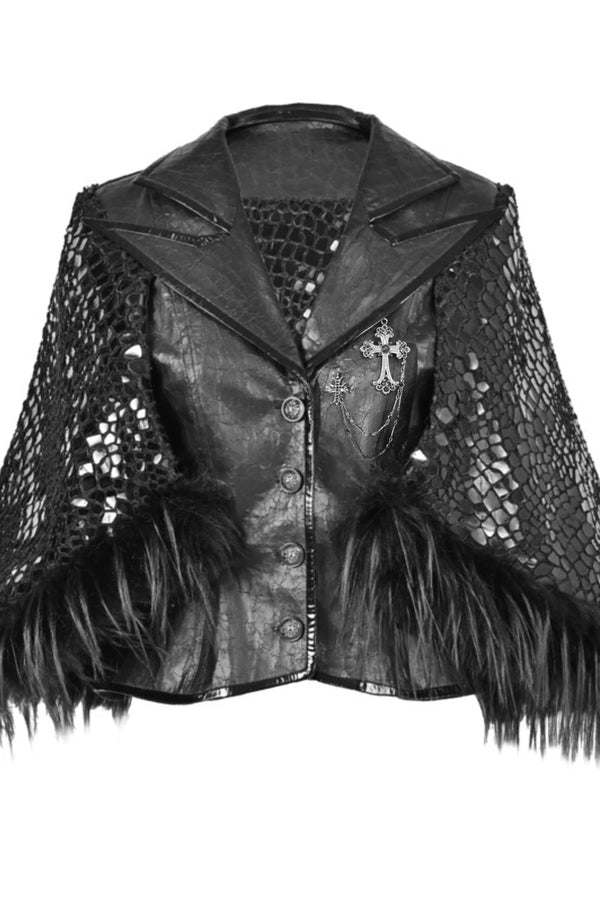 Gothic office dark cape + mesh gloves