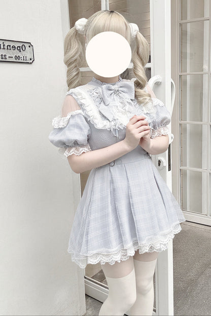 【予約商品】エンジェルグレーブルーチェックワンピース