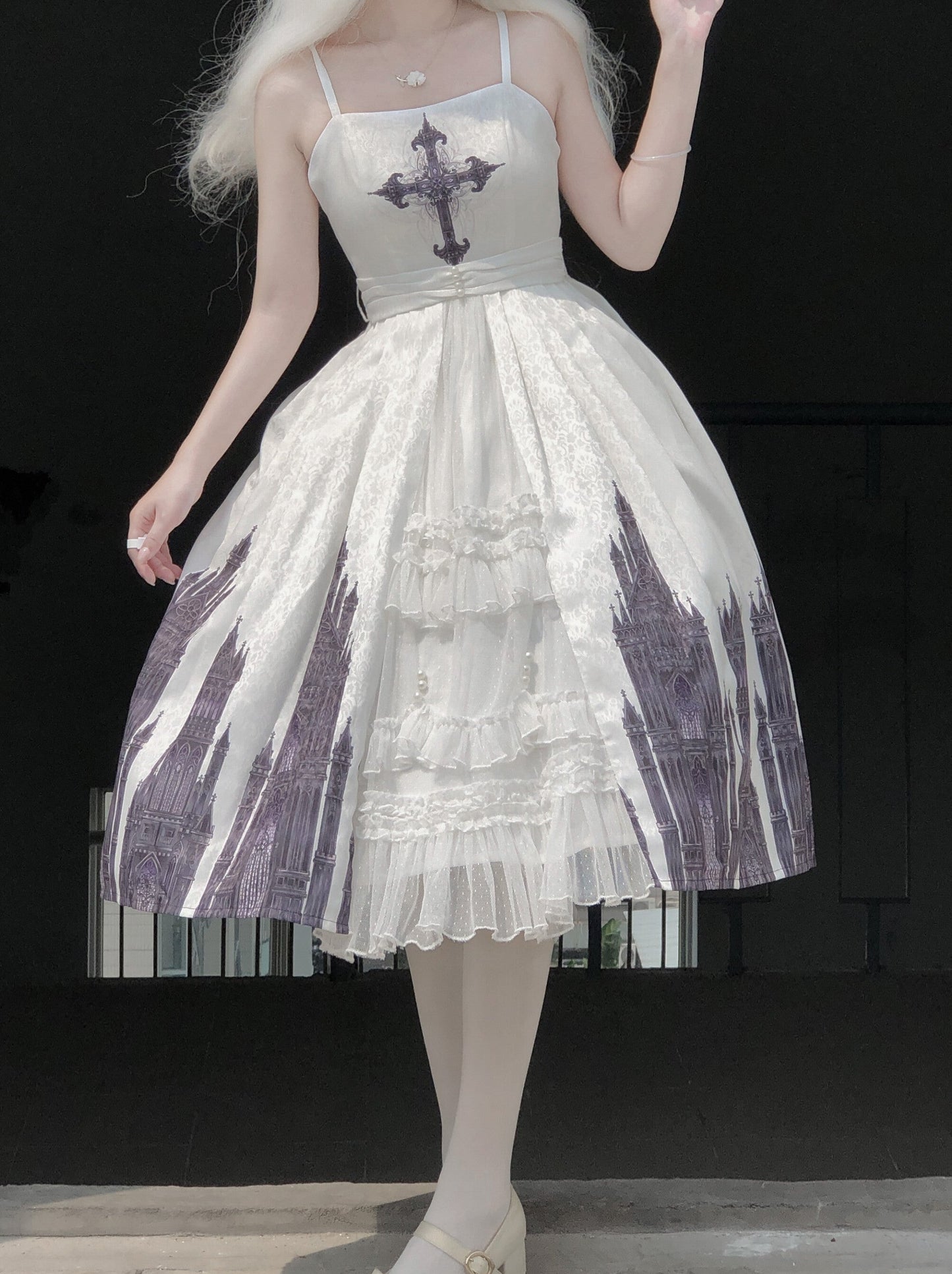 Elegant Gothic Suspender Skirt + Shawl