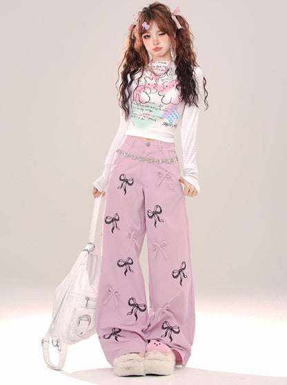 Ribbon design casual pants