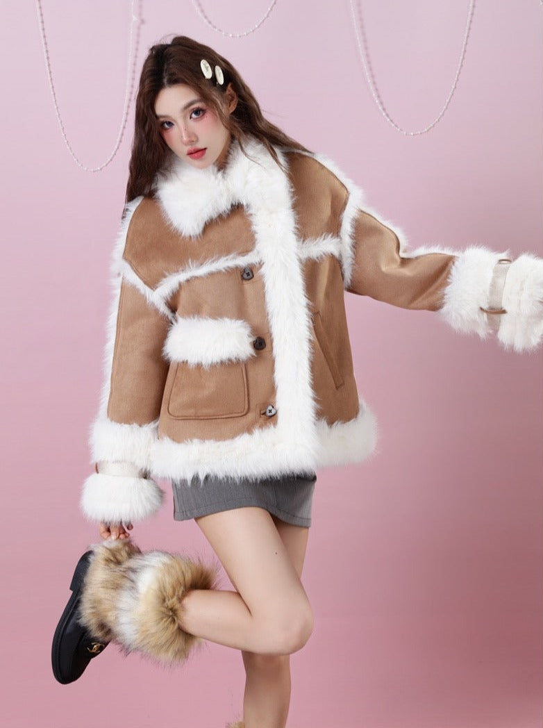 Volume Sweet Fur Velvet Snow Coat