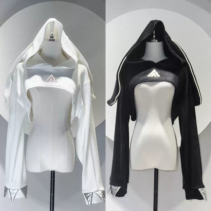 Oversize-Kapuzenoberteil mit Hasenohren und Krallen