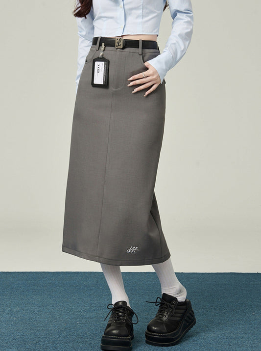 One Point Logo Tight Long Skirt