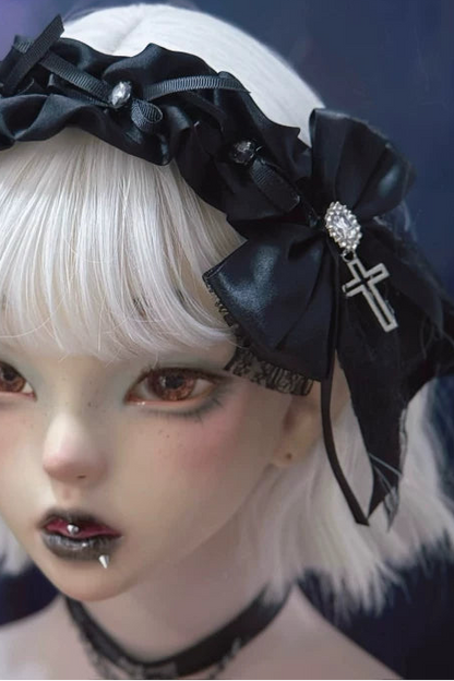 リボンレザーレースヘッドバンド