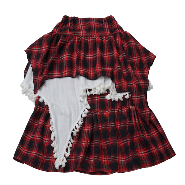 ルーズフリーススウェット+チェックスカート