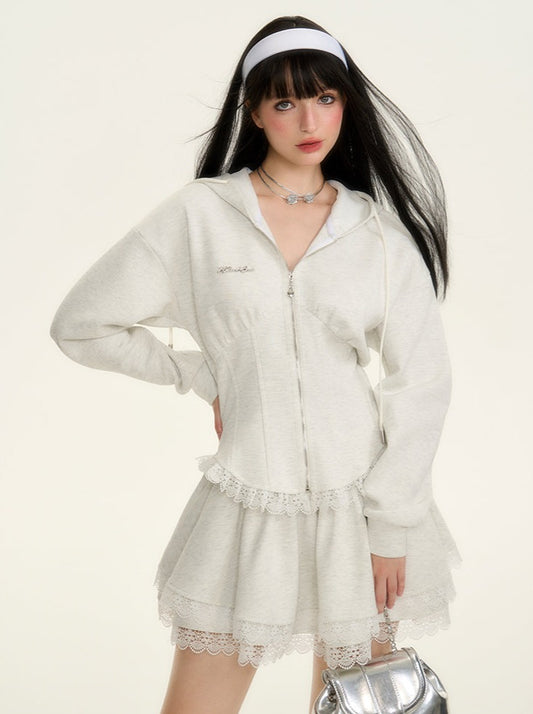 후드 프릴 레이스 후드 + 프릴 스커트