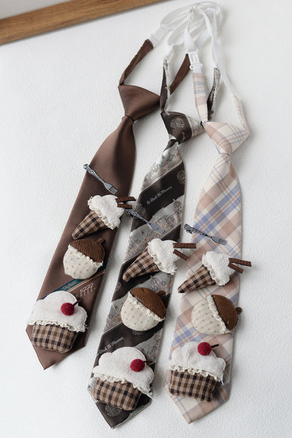 Cravate vintage en tissu Dessert