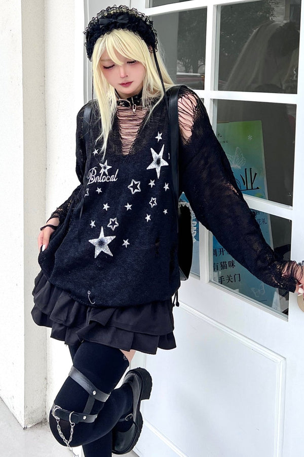 ホールアウトソフトニットロングスリーブトップ