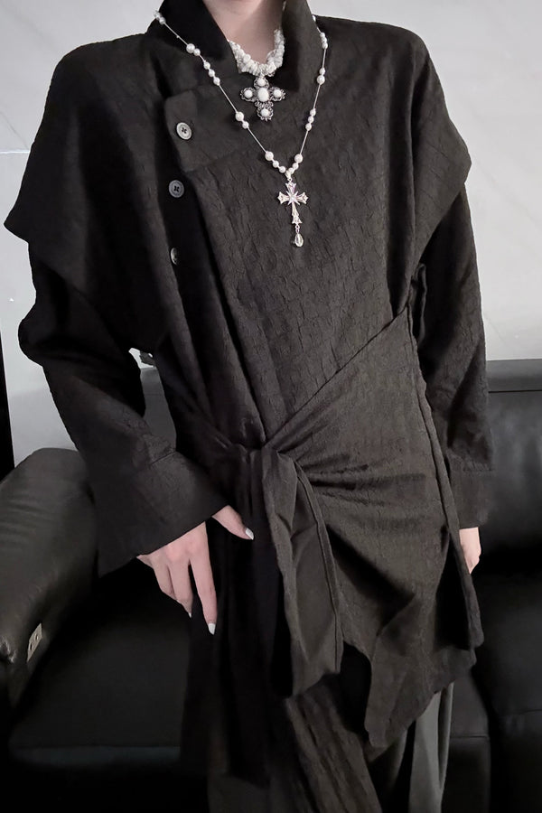 エンボスデザインゴシックルーズトップス