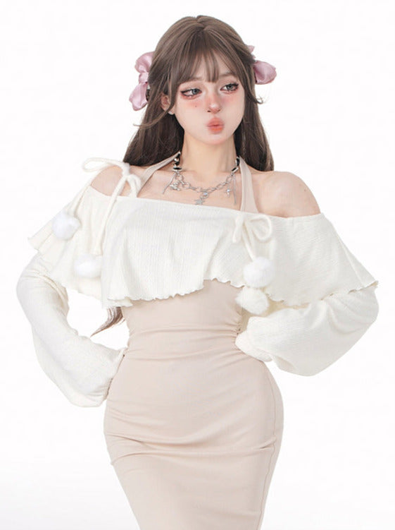 Apricot One Shoulder Sweet Frill Top