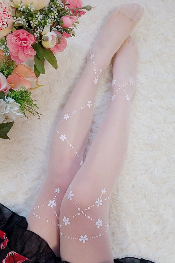 シアーフラワーロリータタイツ