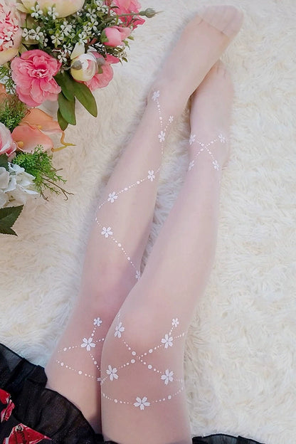 シアーフラワーロリータタイツ