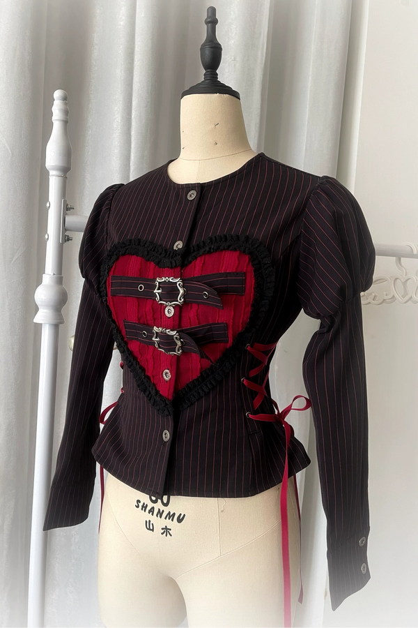 Gothic Girl Heart Buckle Top + Balloon Skirt