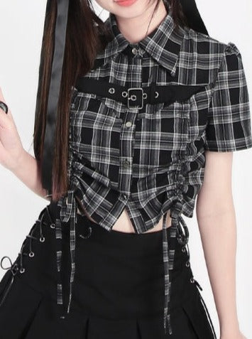 Karohemd mit Kordelzug