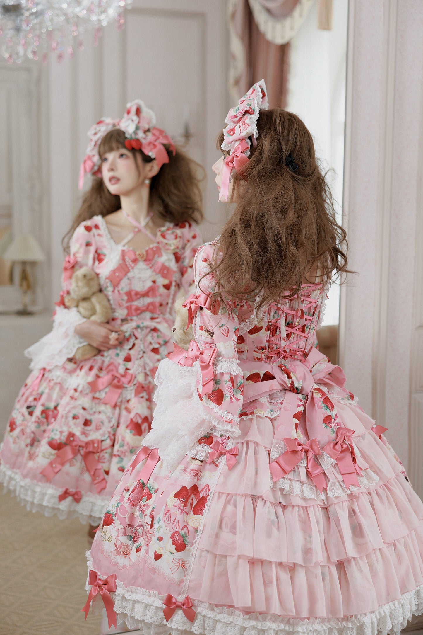 【2月27日予約締切】ストロベリーアンティークドールドレス＋フルセット＋ボンネット＋カチューシャ