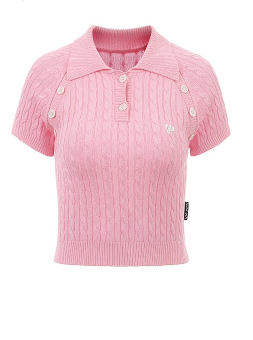 Rapel button knit polo shirt