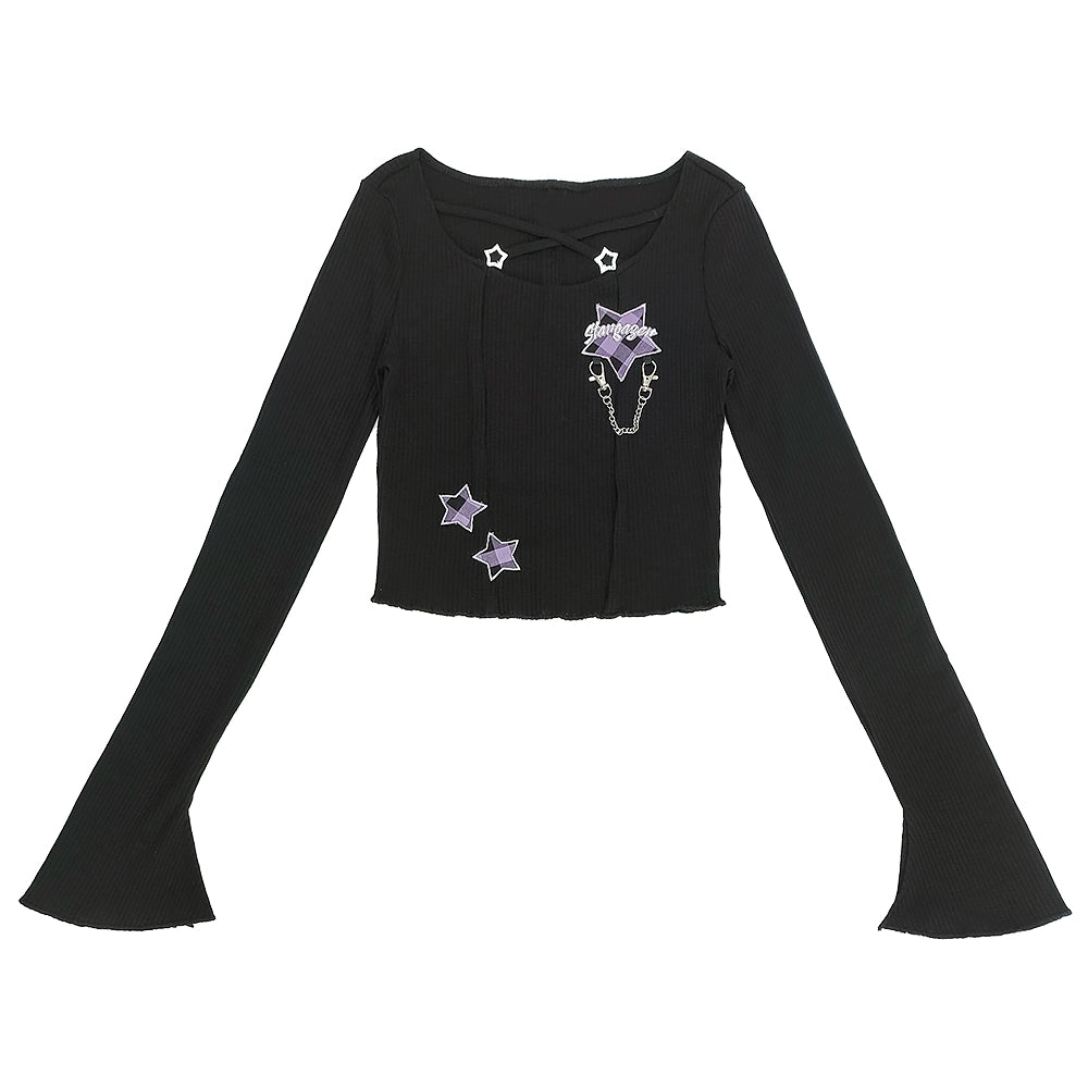 アビースリムショートトップス+チェックレーススカート