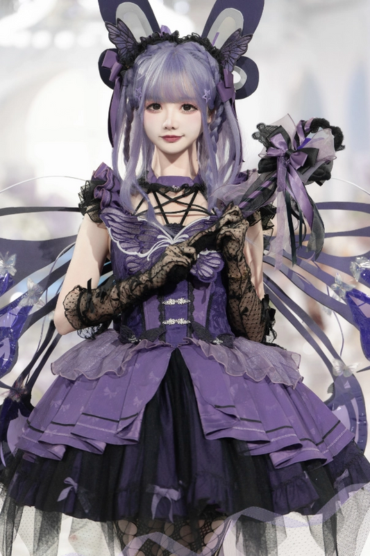 [Reservation deadline on October 15] Purple Butterfly Witch Dress Complete Set