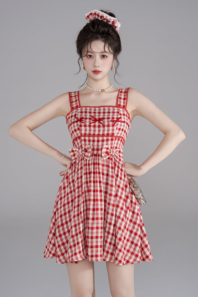 Sleeveless Checkered Summer Dress