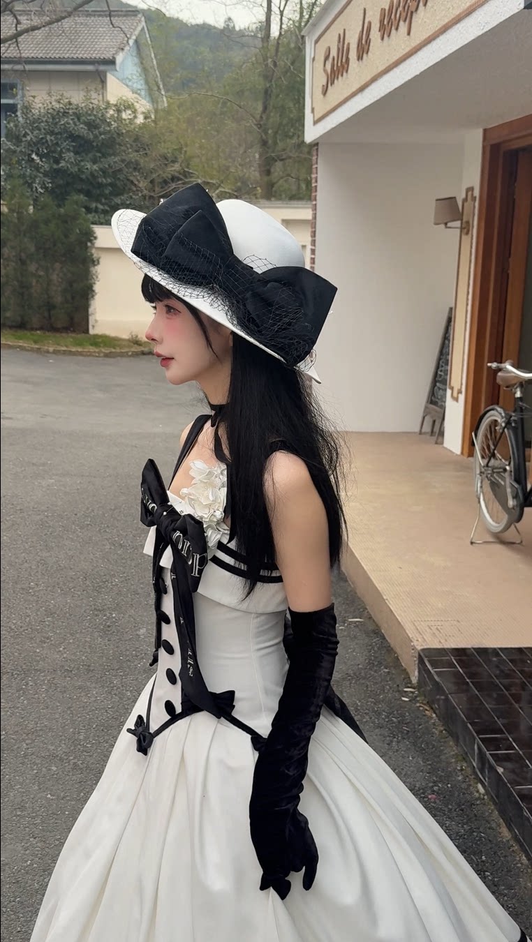 【Reservierungsschluss 29. Juli】Klassisches Schleifen-Elegant-Lolita-Stickerei-JKS-Kleid-Set (mit Korsage) + Zubehörset