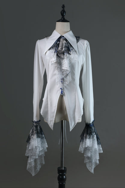 【12月10日予約締切】Bloodstainedピュアホワイトレースポインテッドカラーシャツ