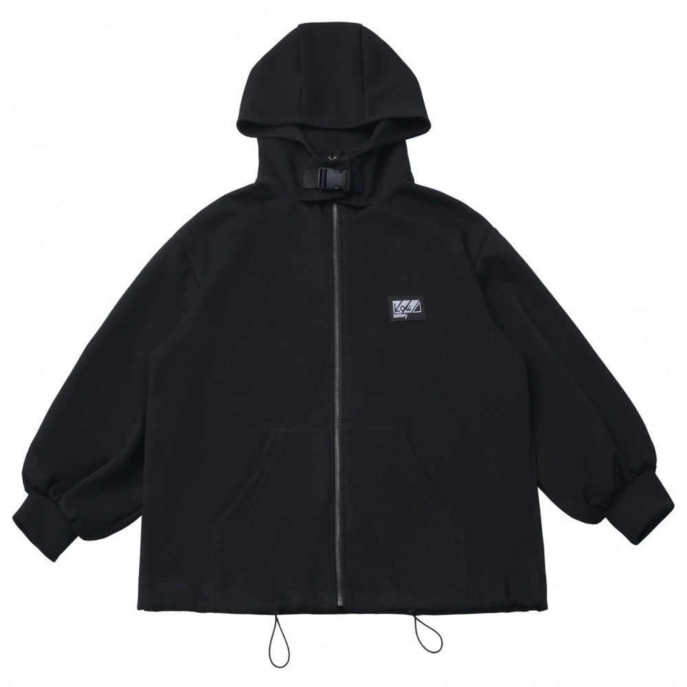 Neutral hooded jacket + coat + top + pants + straps