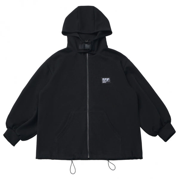 Neutral hooded jacket + coat + top + pants + straps