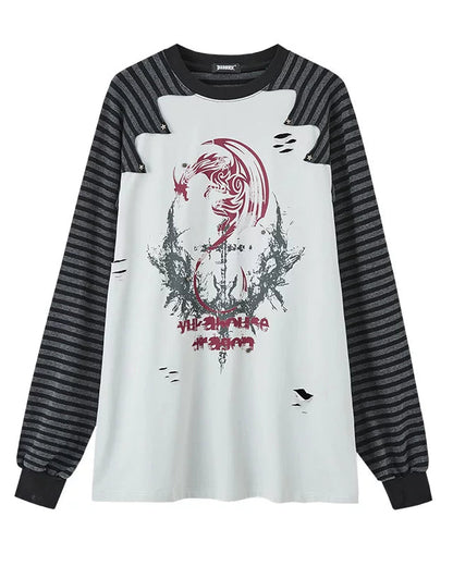 バイカラーラグランルーズトップス