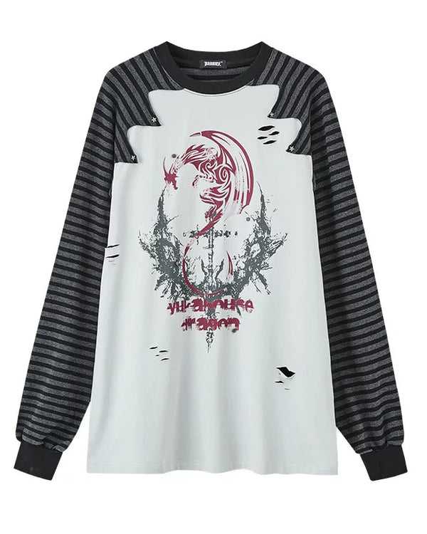 バイカラーラグランルーズトップス